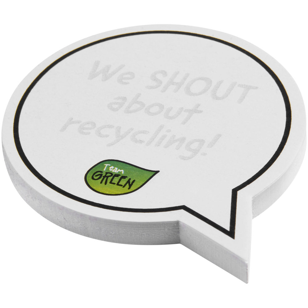 Sticky-Mate® tekstballonvormige gerecyclede sticky notes - bedrukt of onbedrukt verkrijgbaar