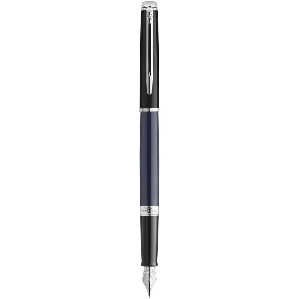 Waterman Hemisphere vulpen met kleurblokken en palladium afwerking (blauwe inkt) - met logo of onbedrukt - Blauw, Zwart