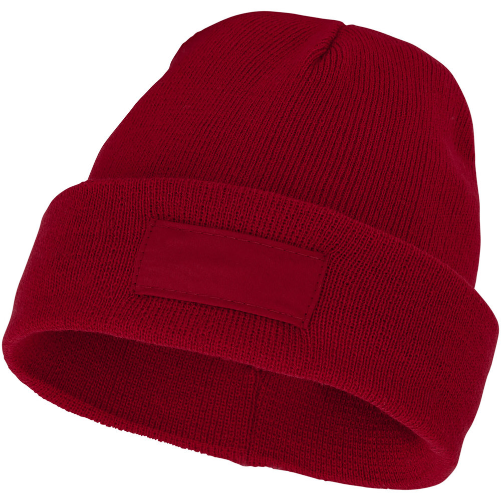 Boreas beanie met patch - met logo of onbedrukt bestellen - rood