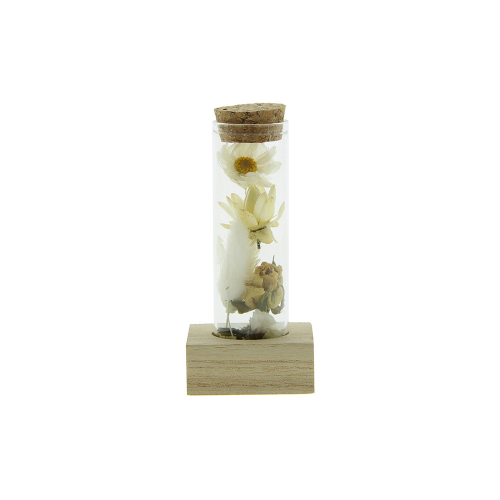 Dried Flowers - Single tube & wood - voor bedrijven en relatiegeschenken - wit