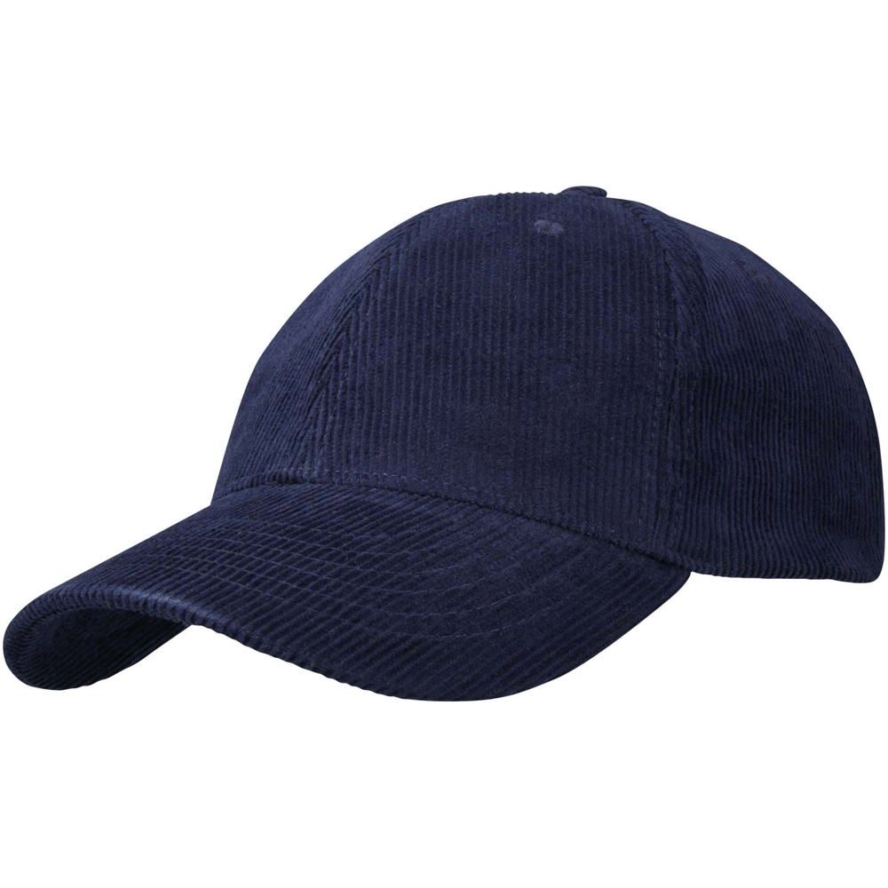 Hutton 6 panel cap van gerecycled corduroy - bedrukt of onbedrukt verkrijgbaar - Marineblauw