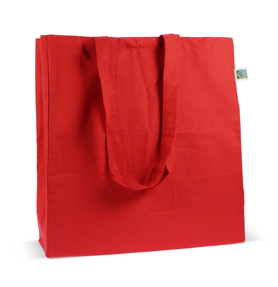 Fairtrade katoenen tas gekleurd lang 140g/m² 38x10x42cm