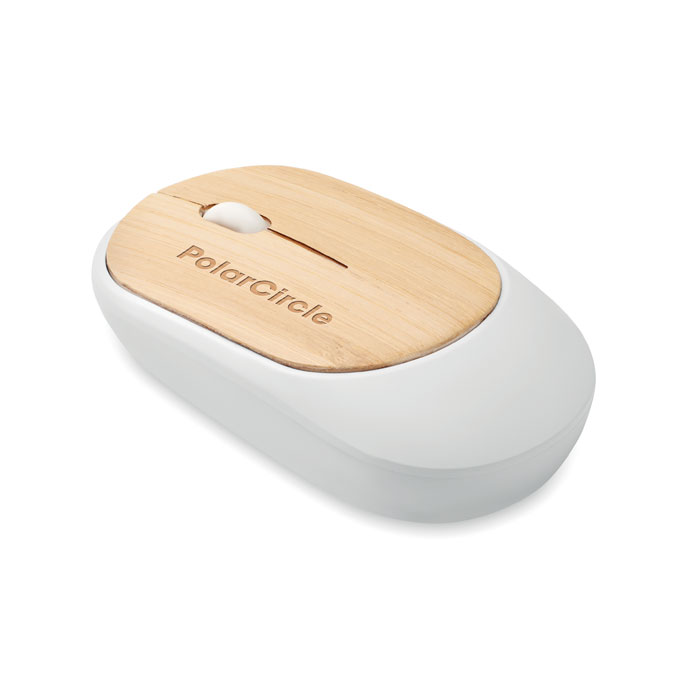 CURVY BAM - Bamboe draadloze muis - met logo of onbedrukt bestellen