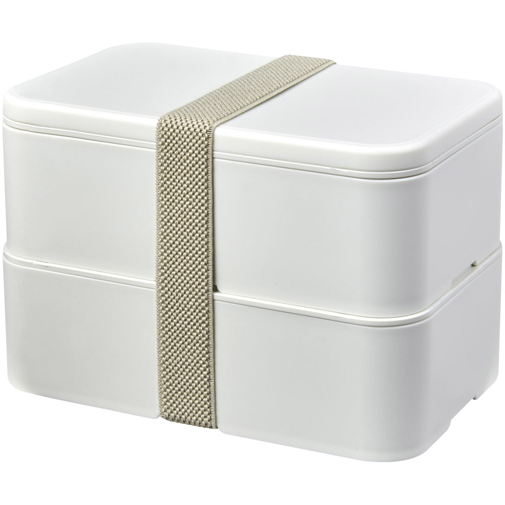 MIYO Renew 700+700 ml dubbellaagse lunchbox - bedrukt of onbedrukt verkrijgbaar - Ivoorwit, Ivoorwit, Kiezelgrijs