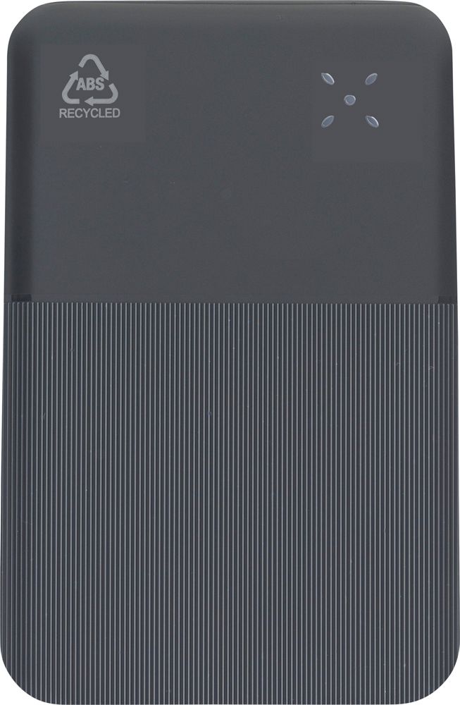 Gerecycled ABS powerbank Tavi - voor bedrijven en relatiegeschenken - zwart