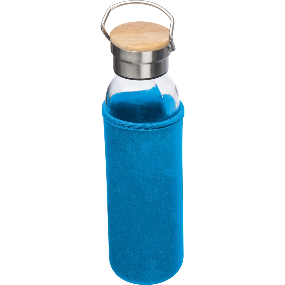 Drinkfles van glas met ommanteling