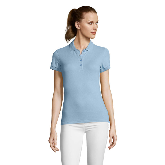 PASSION - PASSION dames polo 170g - bedrukt of onbedrukt verkrijgbaar - Sky Blue Pique