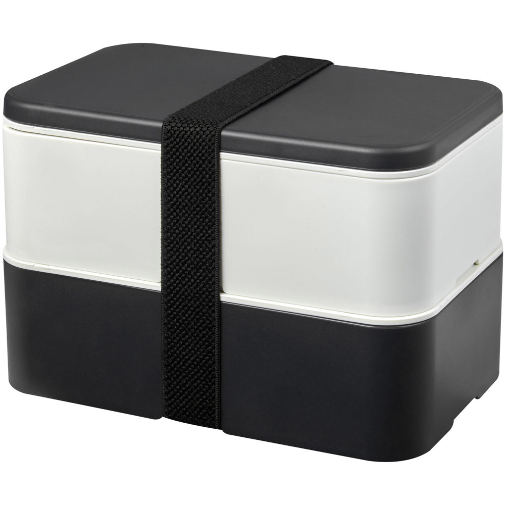 MIYO Renew 700+700 ml dubbellaagse lunchbox - bedrukt of onbedrukt verkrijgbaar - Graniet, Ivoorwit, Zwart