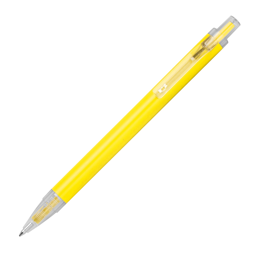 Balpen met transparante clip - Geel
