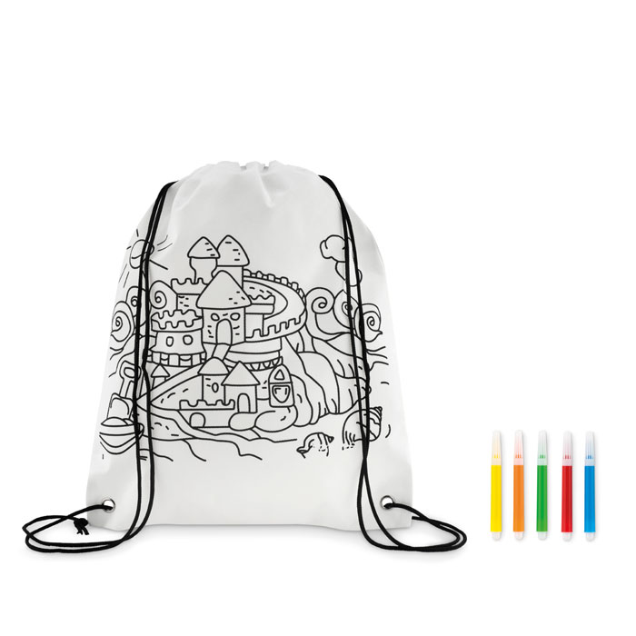 CARRYDRAW - Non-woven trekkoord rugzak - met logo of onbedrukt bestellen - Wit