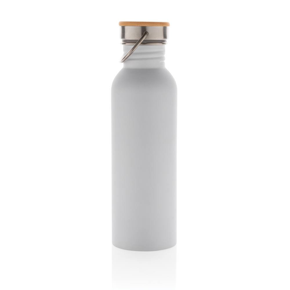 Moderne roestvrijstalen fles met bamboe deksel