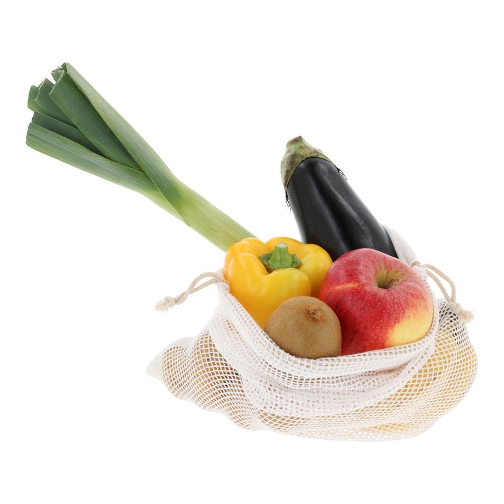 Herbruikbaar groente &amp; fruit zakje OEKO-TEX® katoen 30x40cm