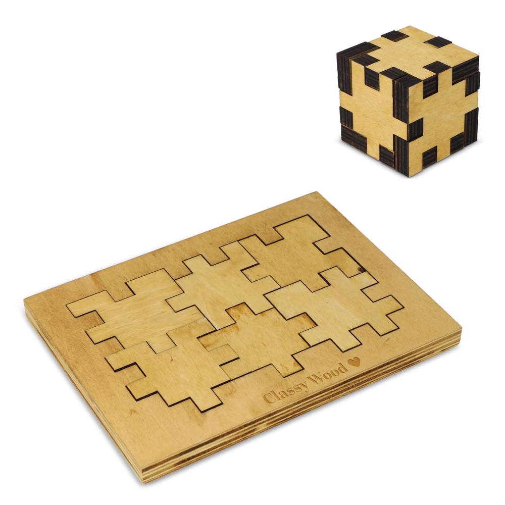 Houten kubus puzzel - met logo of onbedrukt bestellen