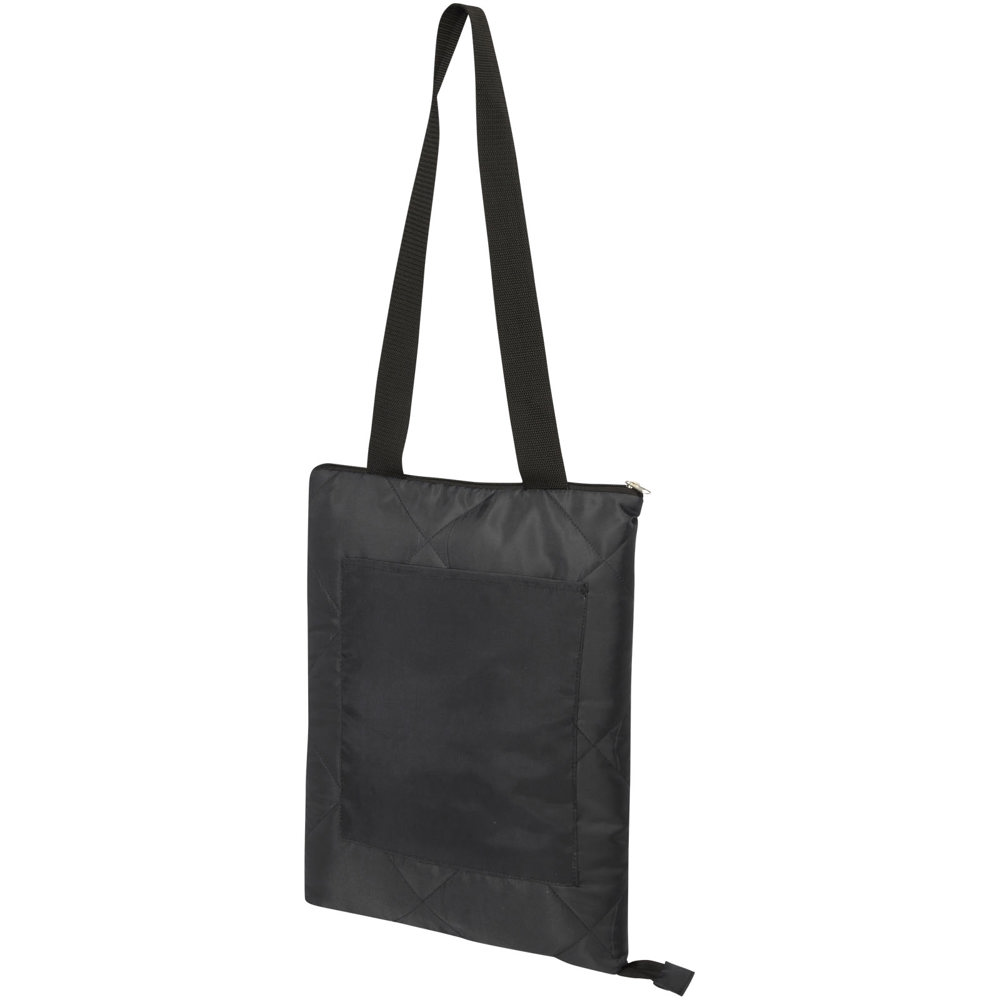 Clary picknickdeken van gerecycled GRS-polyester - met logo of onbedrukt bestellen - zwart