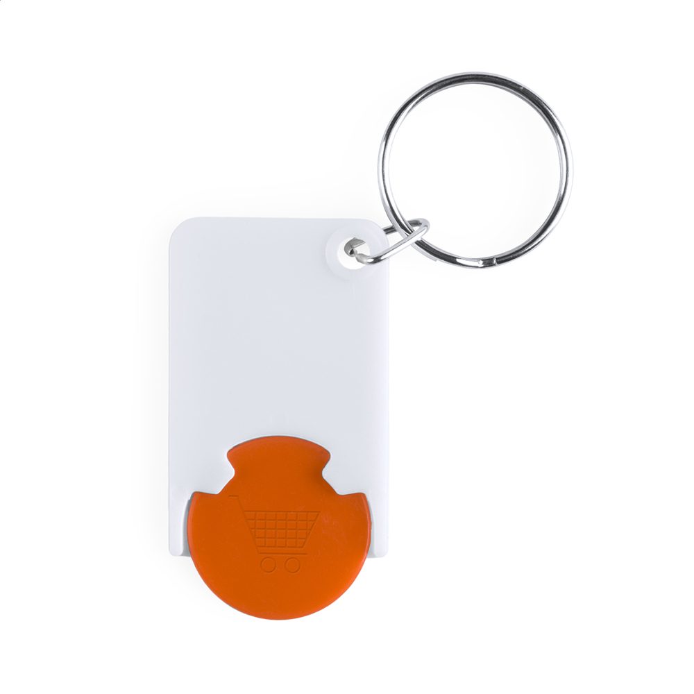 Trolex - winkelwagenmunt sleutelhanger - met logo of onbedrukt bestellen - oranje/wit