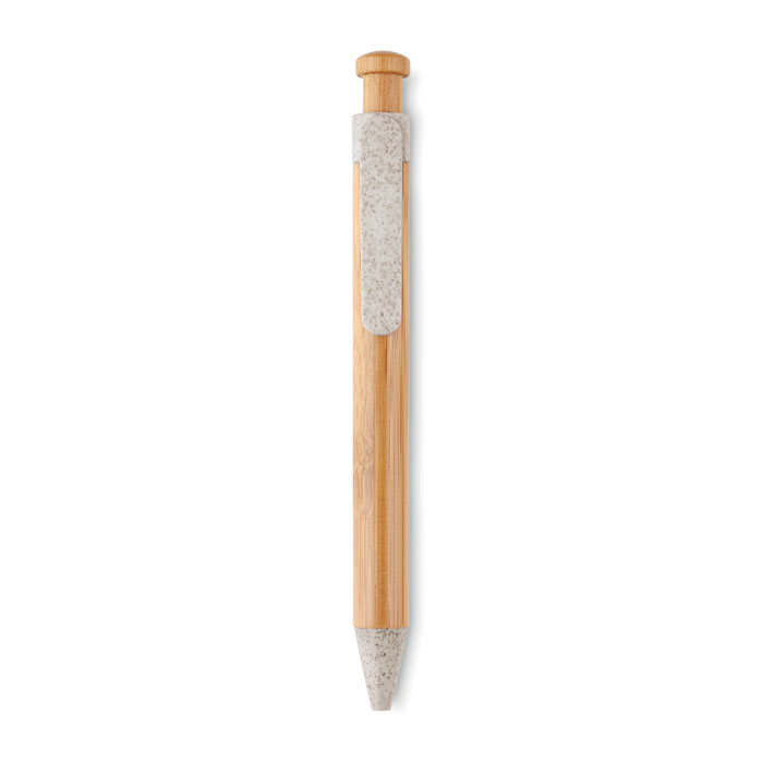 TOYAMA - Balpen van bamboe/tarwe - met logo of onbedrukt bestellen - Beige