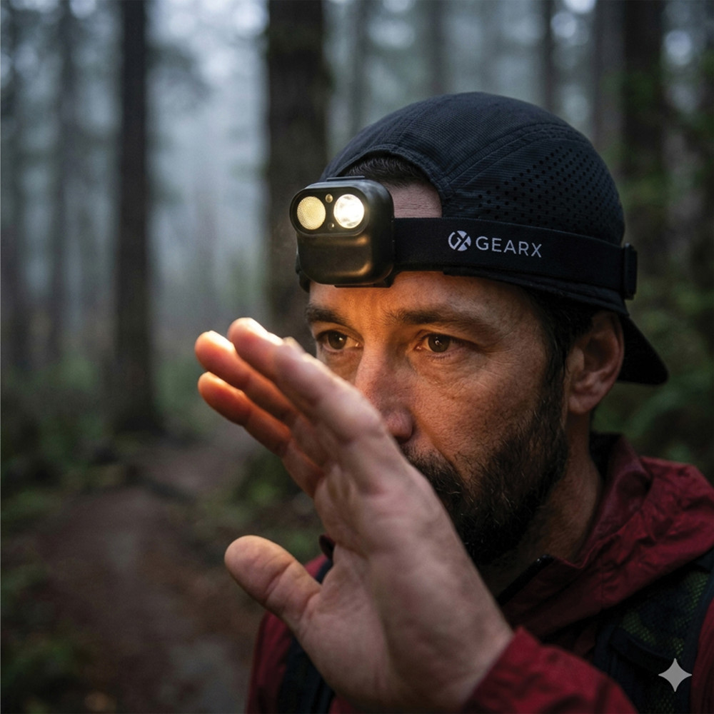 Gear X RCS recycled plastic hoofd lamp met motion sensor