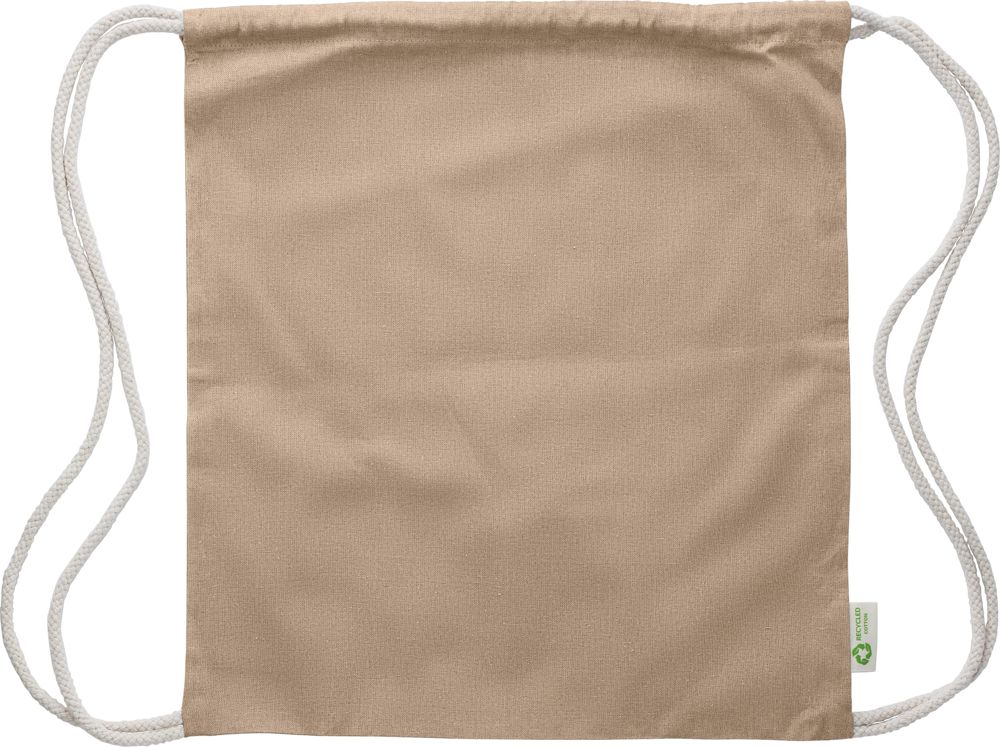 Gerecyclede katoenen trekkoordtas Joy - voor bedrijven en relatiegeschenken - khaki (écru)