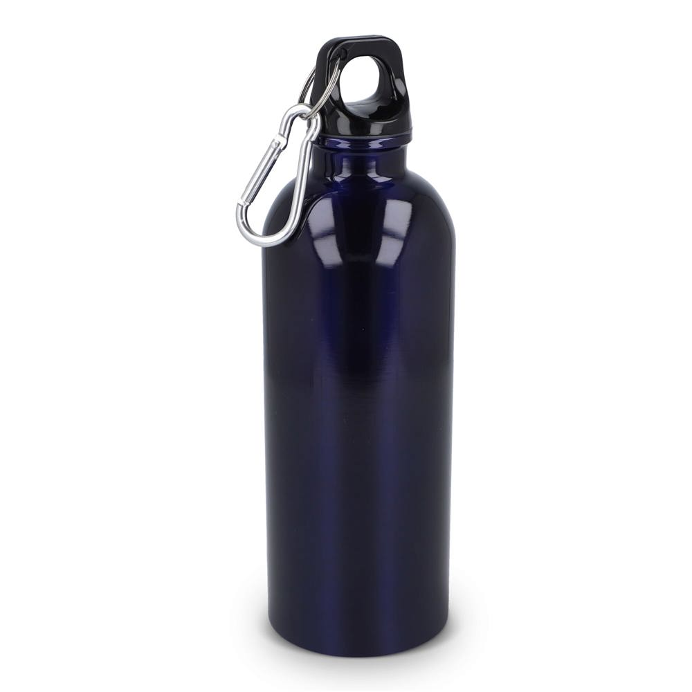 Gerecycled RVS Enkelwandige fles met Karabijnhaak 500ml - bedrukt of onbedrukt verkrijgbaar - Donkerblauw