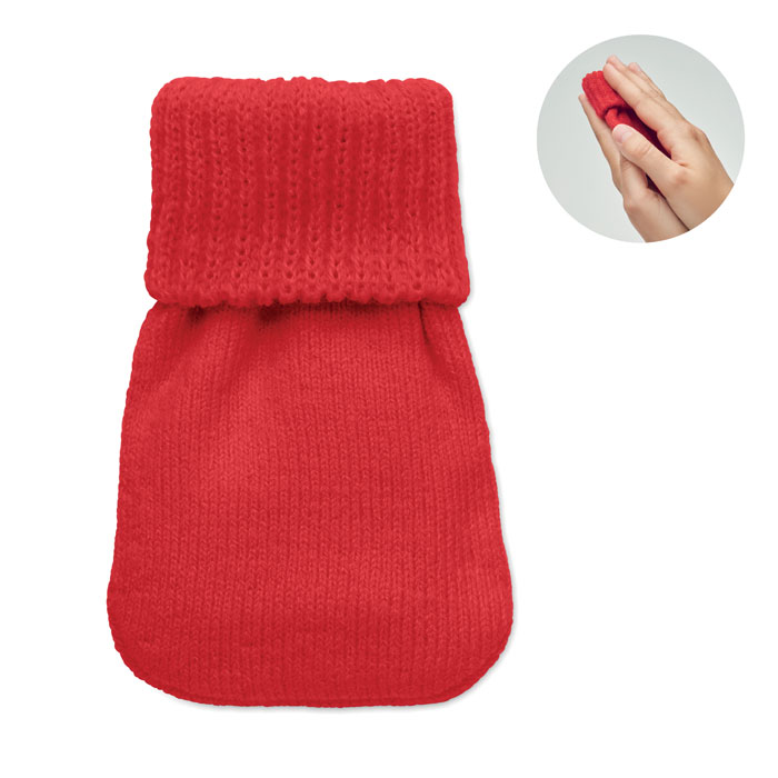 WARMMUFF - Handwarmer gebreid polyester - met logo of onbedrukt bestellen - Rood