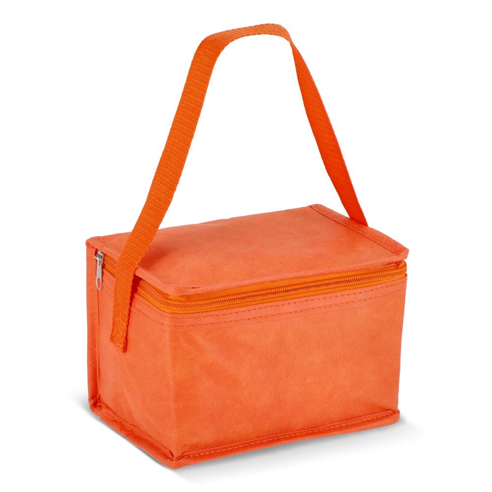 R-PET koeltas voor 6 blikjes, non-woven, 20 x 13 x 12,5 cm, 75 g/m² - voor bedrijven en relatiegeschenken - Oranje
