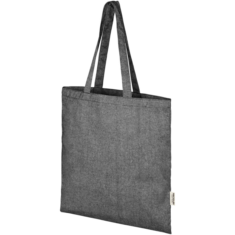 Pheebs 150 g/m² Aware™ gerecyclede draagtas - voor bedrijven en relatiegeschenken - Gemêleerd zwart