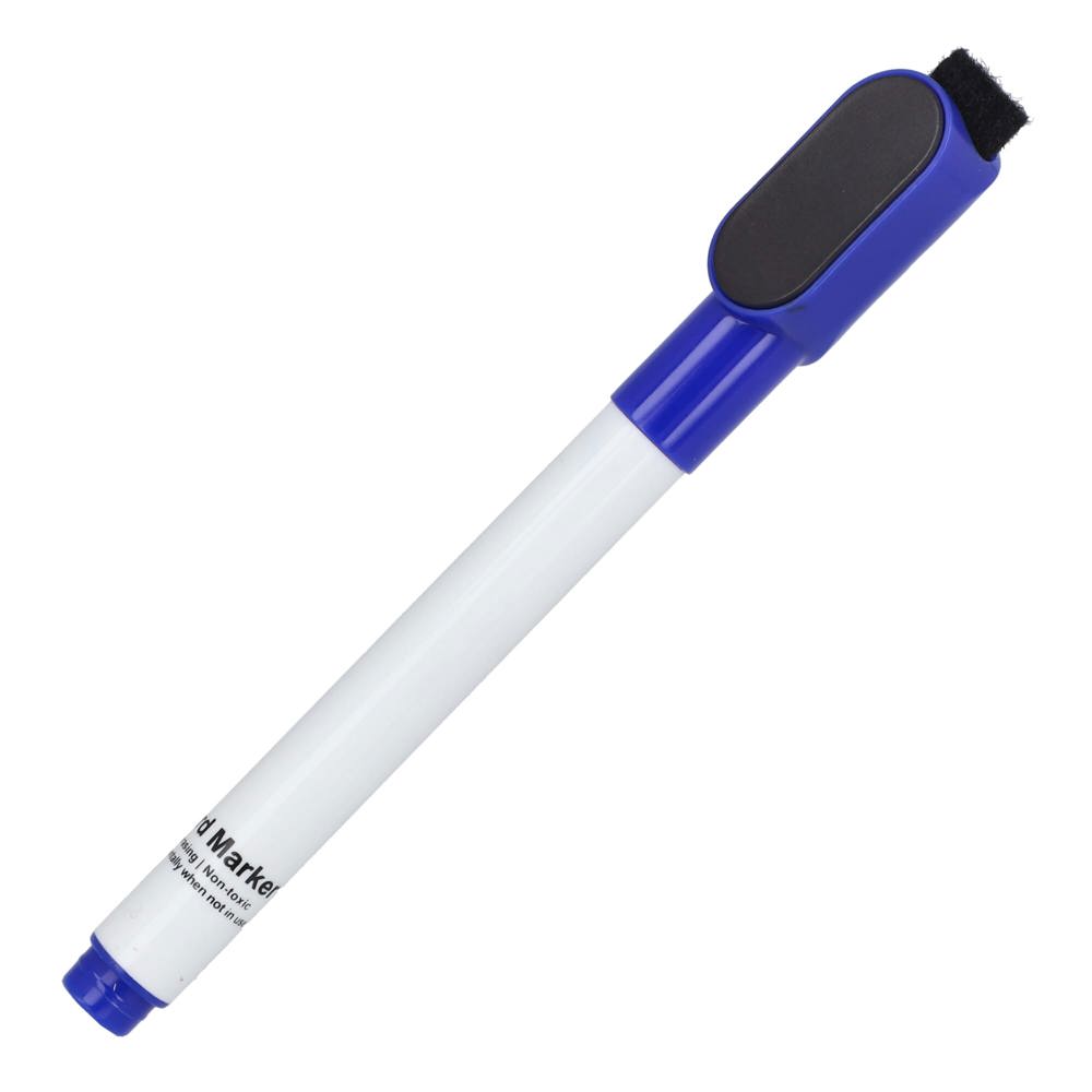 Whiteboardmarker met magneet en wisser - met logo of onbedrukt bestellen - Blauw