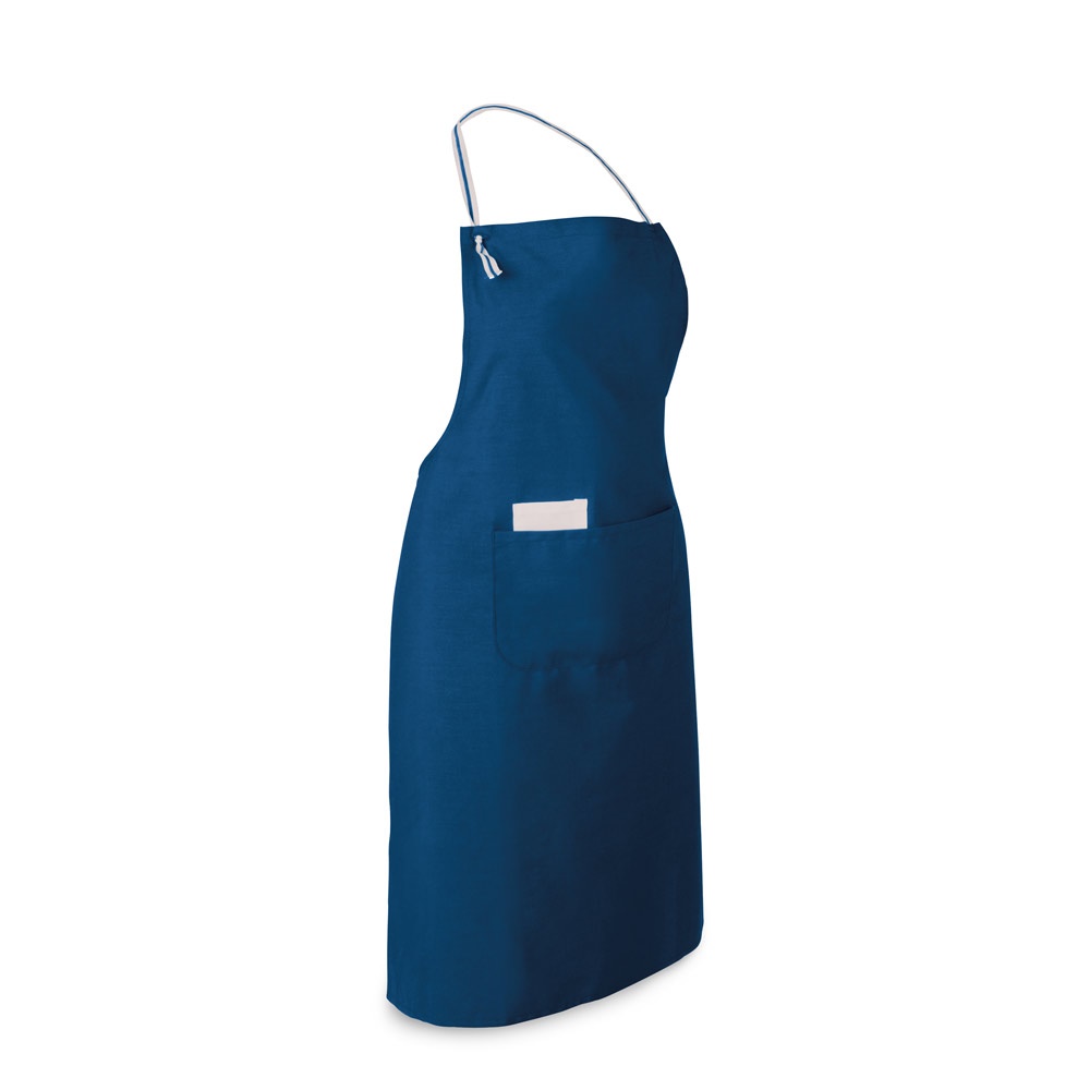 CHIVES. Schort van katoen en polyester (150 g/m²) - met logo of onbedrukt bestellen - blauw