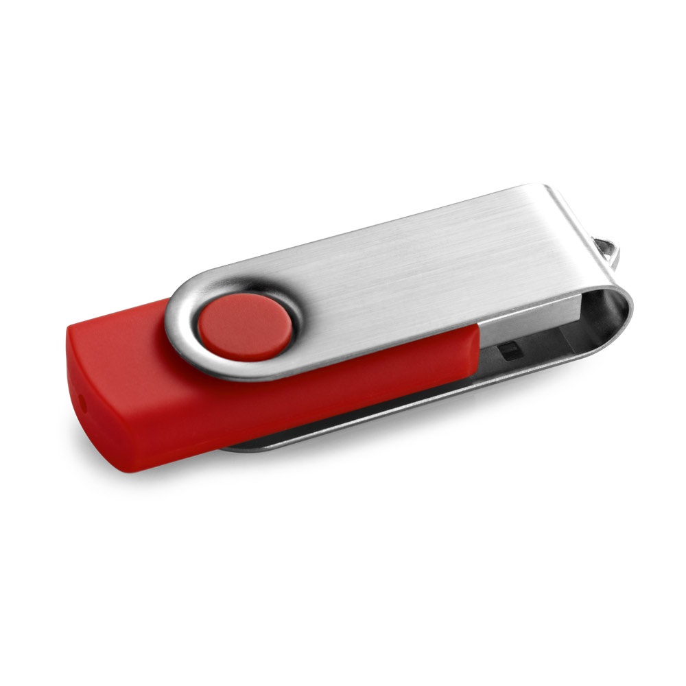 CLAUDIUS 8GB. 8 GB USB-stick met metalen clip - bedrukt of onbedrukt verkrijgbaar - Rood