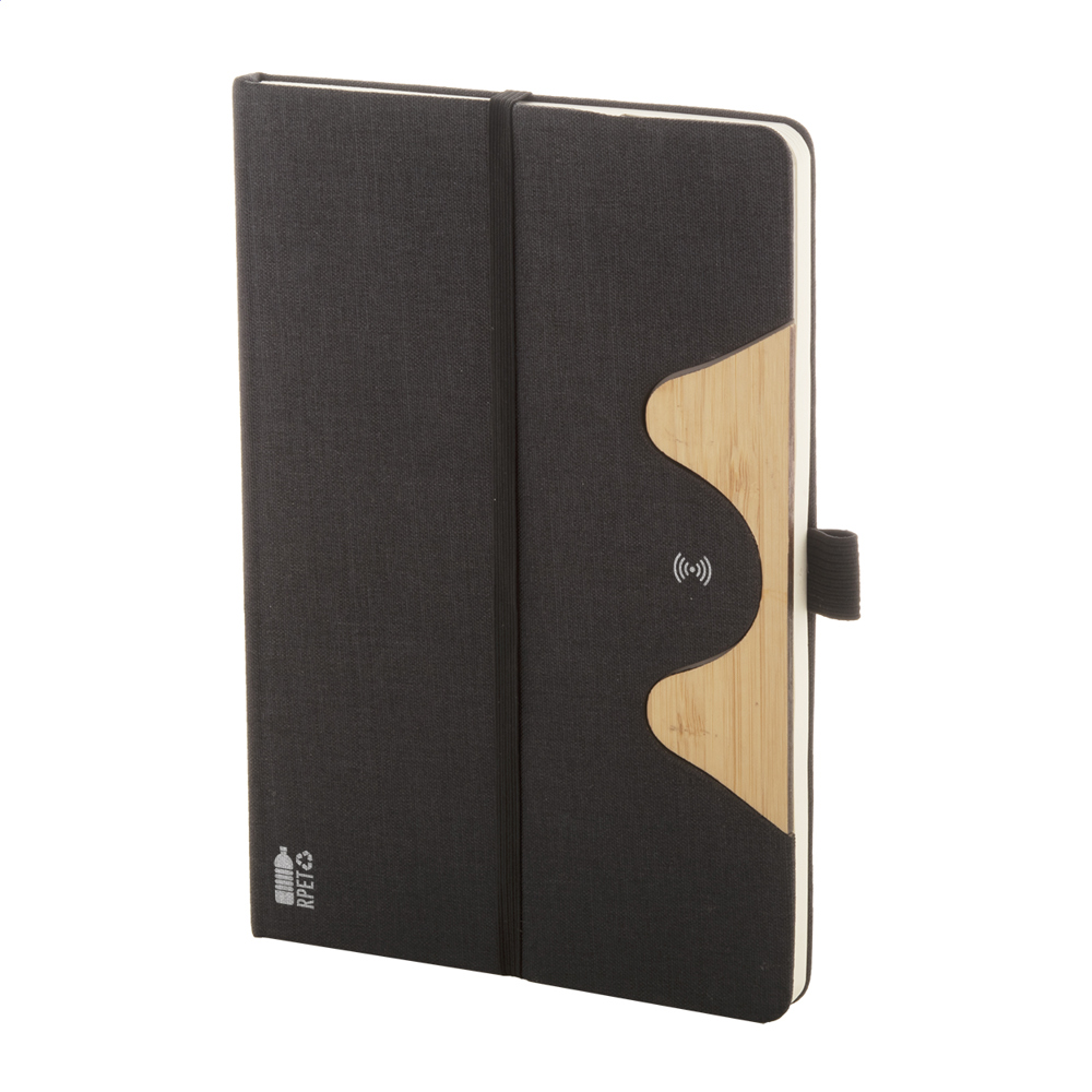 Chatom - RPET draadloze oplader notebook - kopen of bedrukken - Zwart