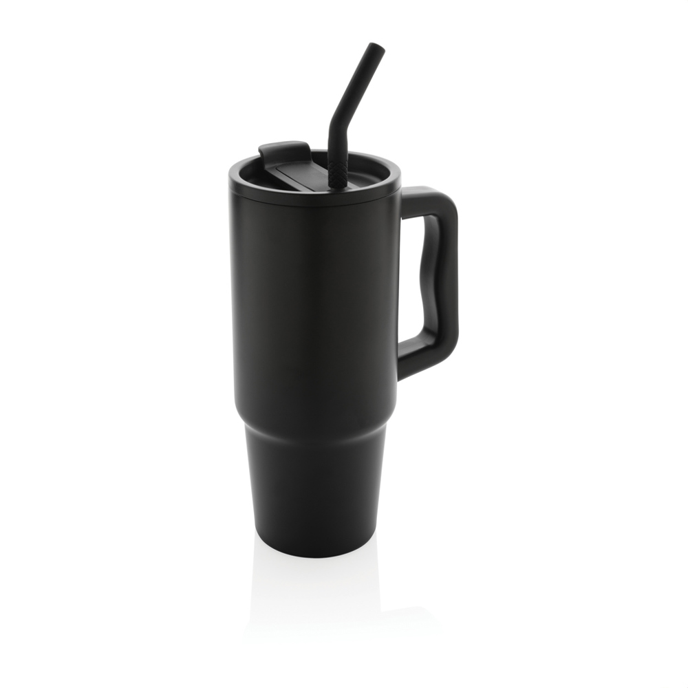 Embrace deluxe RCS recycled RVS drinkbeker 900ml - met logo of onbedrukt bestellen - zwart (± PMS Black)