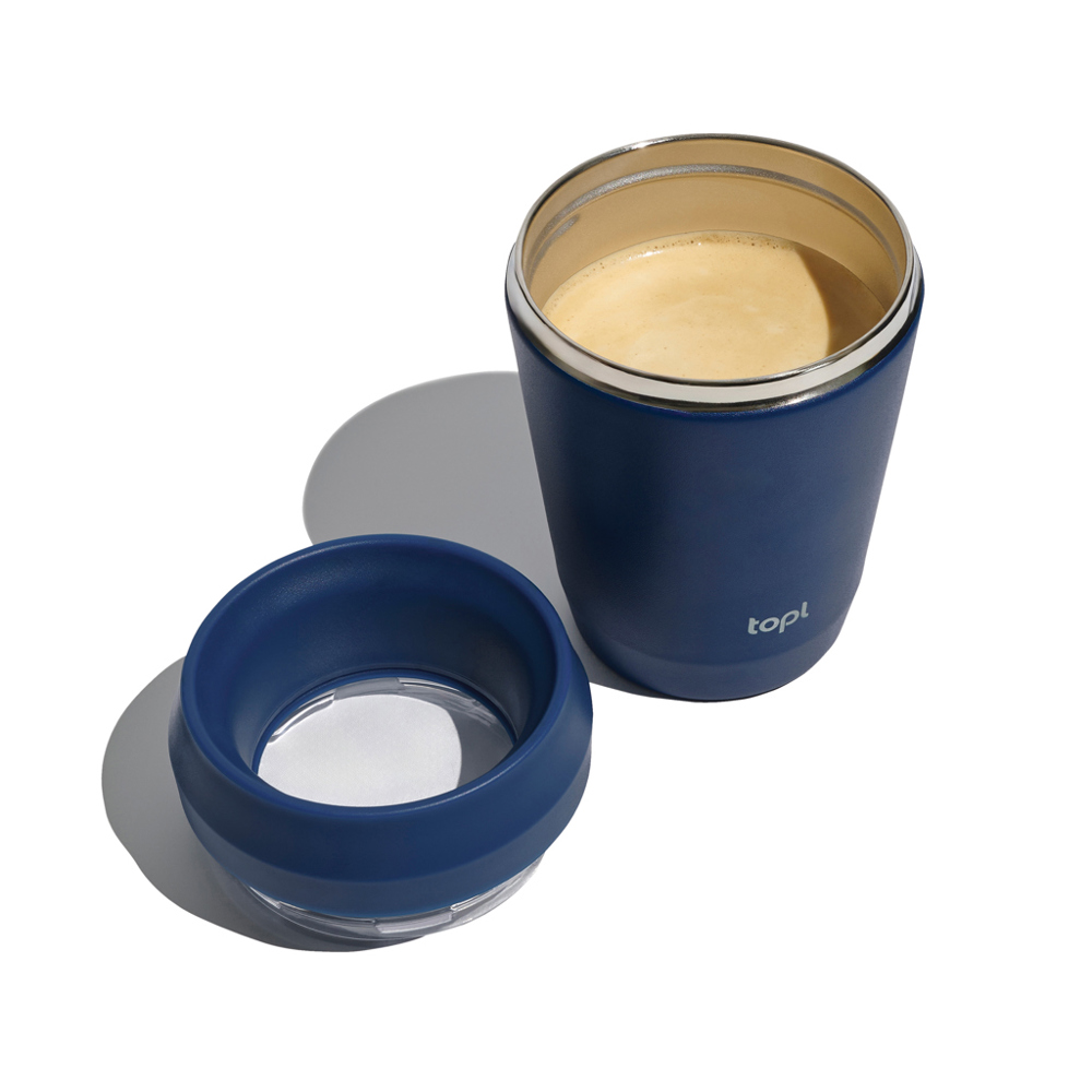 Topl Recycled Staal To Go beker gepatenteerd 360 Lid 235ml