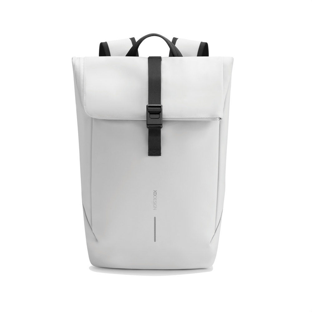 Urban waterbestendige flap-top rugzak - kopen of bedrukken - gebroken wit, zwart (± PMS Cool Grey 3/ ± PMS Black)