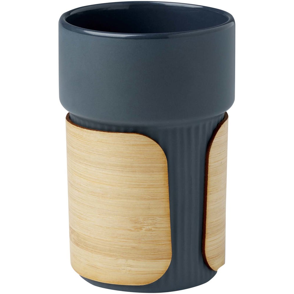 Fika 340 ml beker met bamboe hoes - bedrukt of onbedrukt verkrijgbaar - Hale blauw