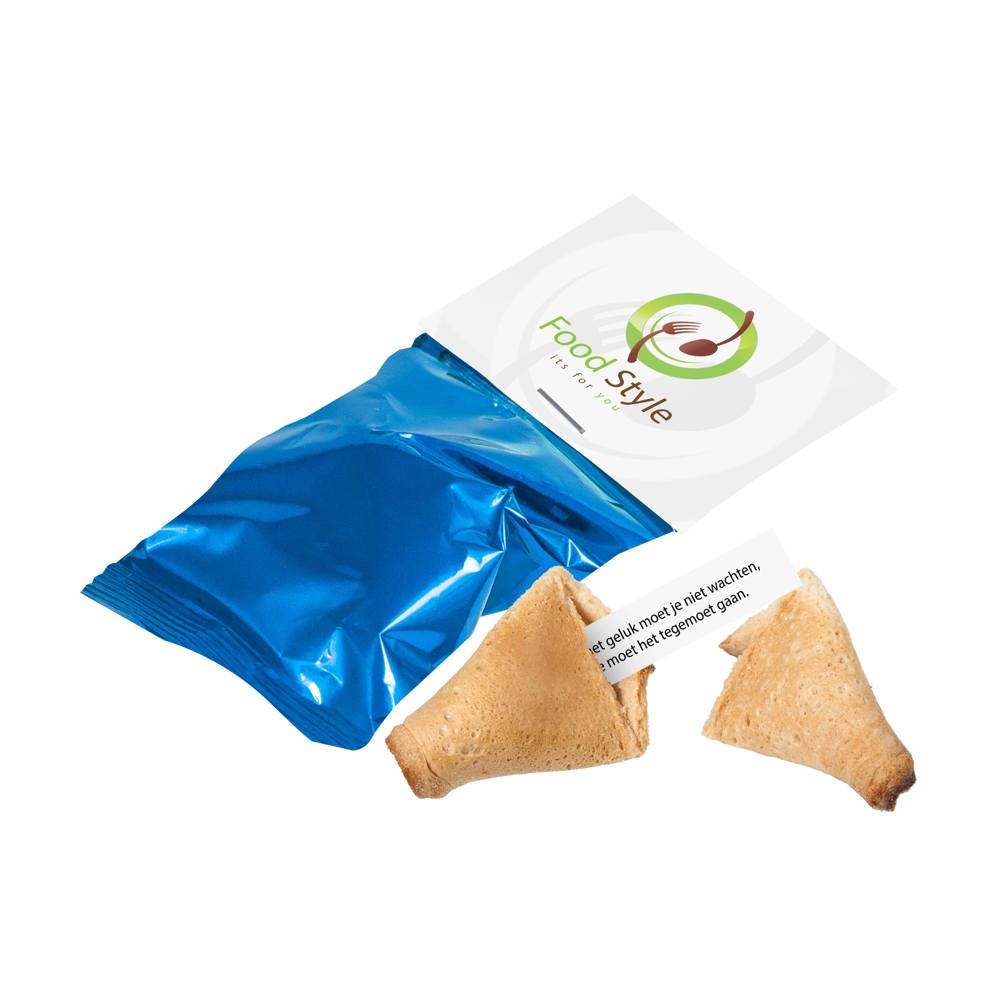 Gelukskoekje met een kopkaartje - bedrukt of onbedrukt verkrijgbaar - blauw