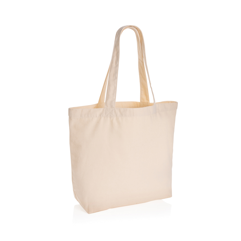 Impact Aware™ re-canvas shopper met vakje 240gsm ongeverfd - met logo of onbedrukt bestellen - gebroken wit (± PMS Natural)