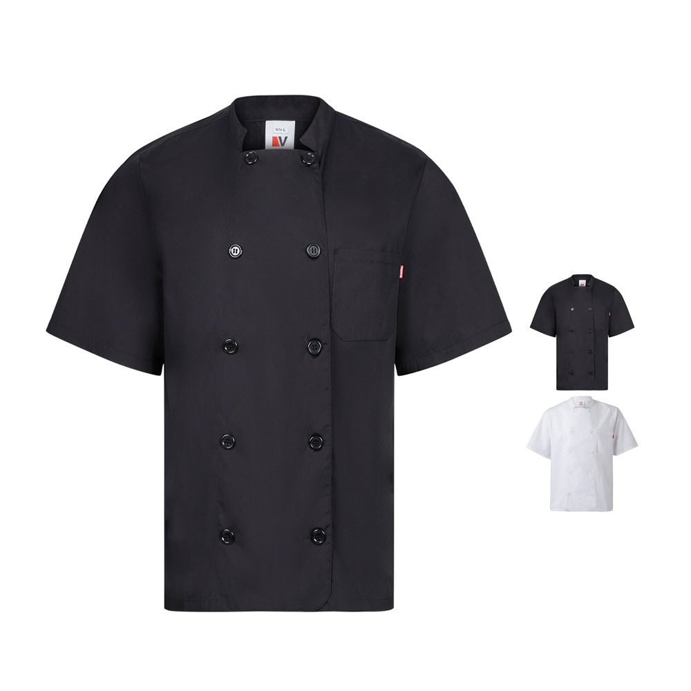 VL DURGA. Keukenjas in popeline met korte mouwen (110g/m²), van katoen (35%) en polyester (65%) - kopen of