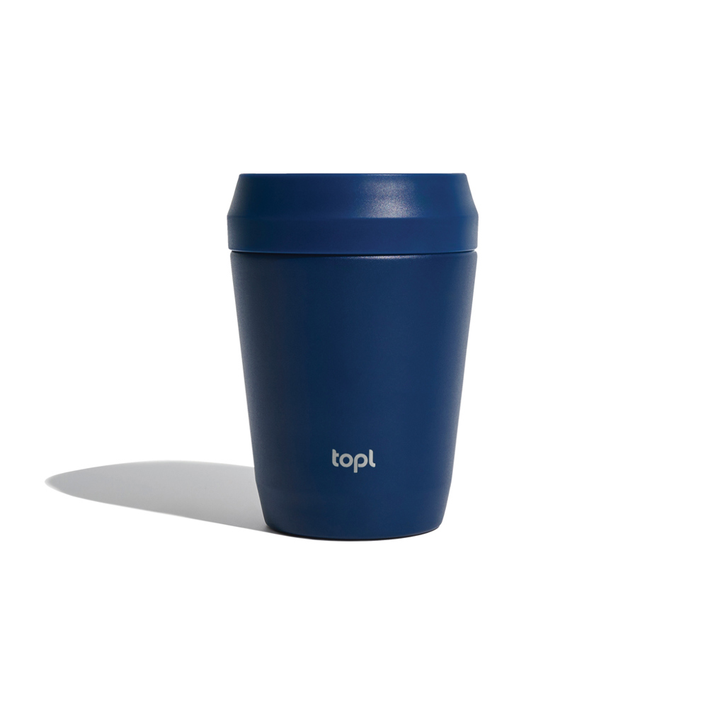 Topl Recycled Staal To Go beker gepatenteerd 360 Lid 235ml - kopen of bedrukken - donkerblauw (± PMS 2767C)