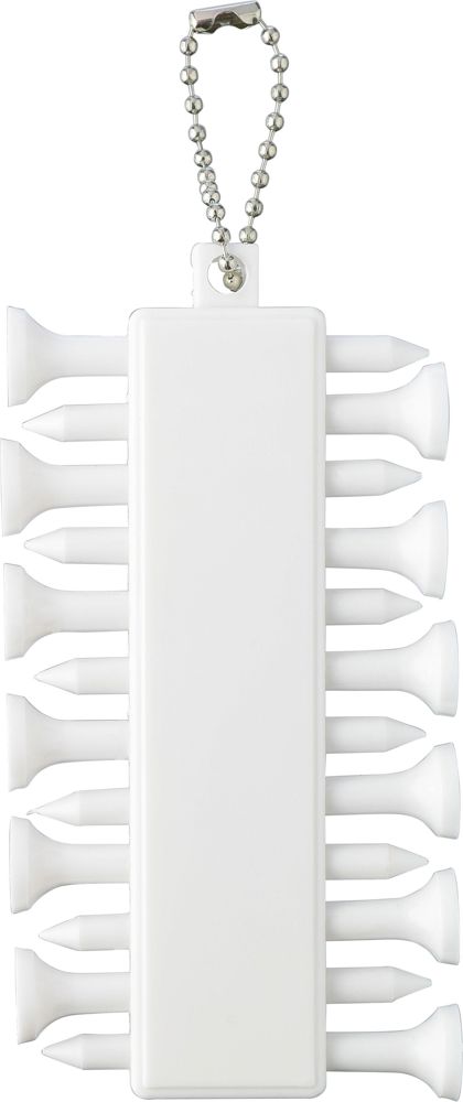 Gerecycled ABS golf tee-set Aveline - voor bedrijven en relatiegeschenken - wit