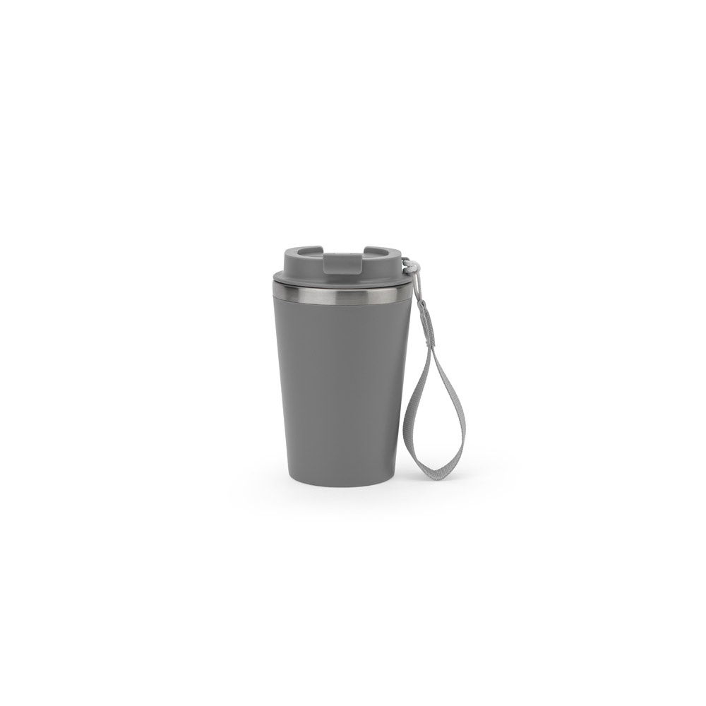 SPITZ. Reisbeker van roestvrij staal (90% gerecycled) en buitenwand van PP, met matte afwerking 440 mL - kopen - Grijs
