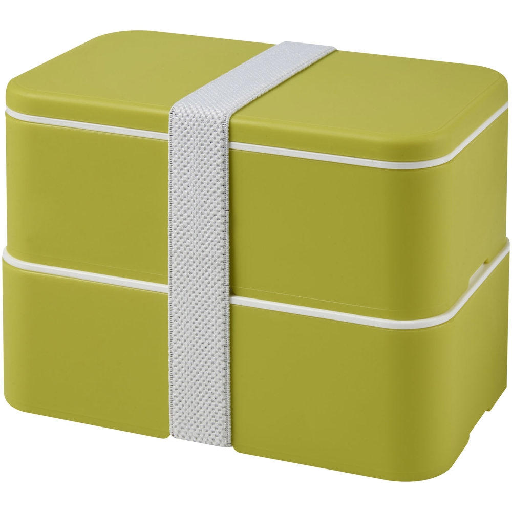 MIYO 700+700 ml dubbellaagse lunchbox - met logo of onbedrukt bestellen - Lime, Lime, Wit