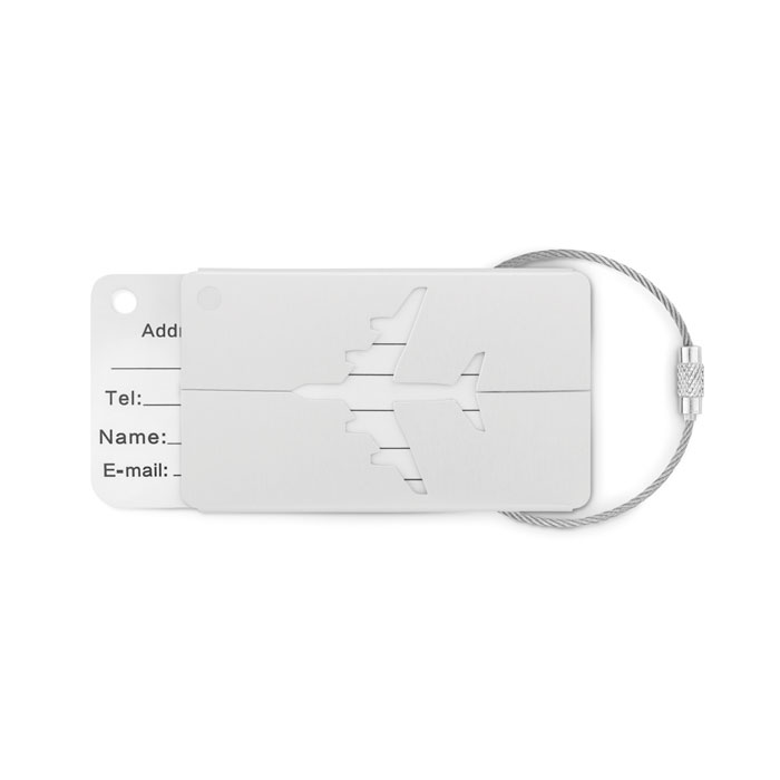 FLY TAG - Kofferlabel - kopen of bedrukken - Mat zilver