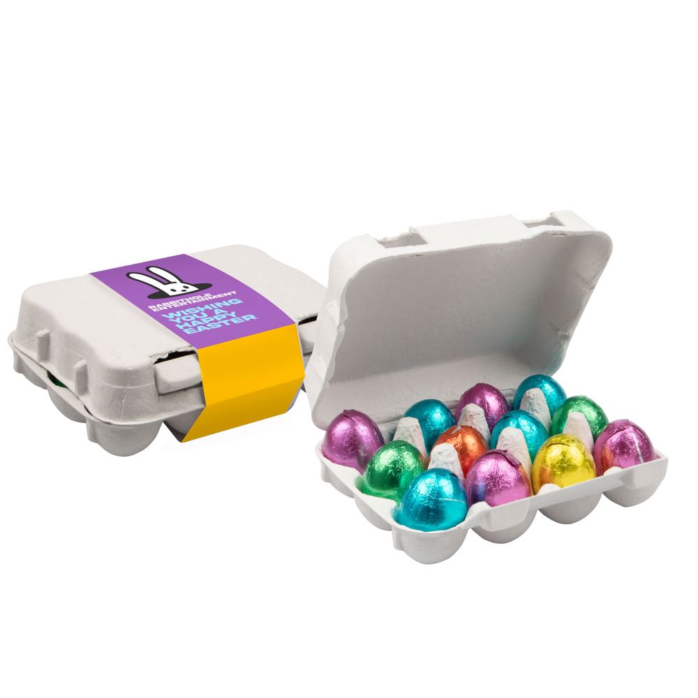 Doosje chocolade Paaseitjes 12 stuks - voor bedrijven en relatiegeschenken