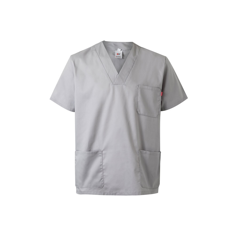 VL ILLAPA. Tuniek van keperstof (190g/m²) met korte mouwen, van polyester (65%) en katoen (35%) - bedrukt of - Licht grijs