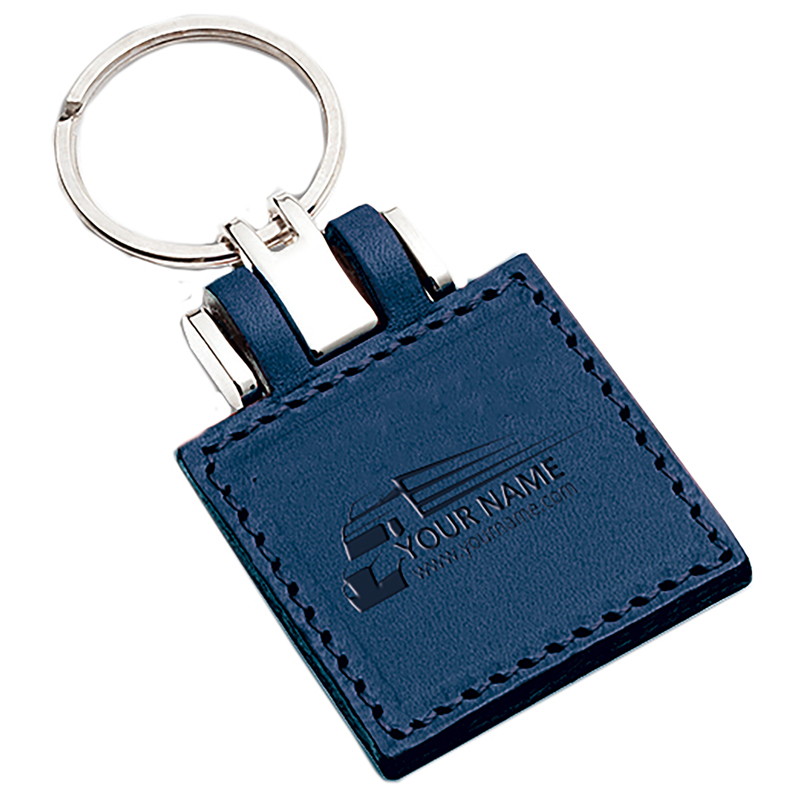Sleutelhanger P02628, Kunstleder - bedrukt of onbedrukt verkrijgbaar - blauw