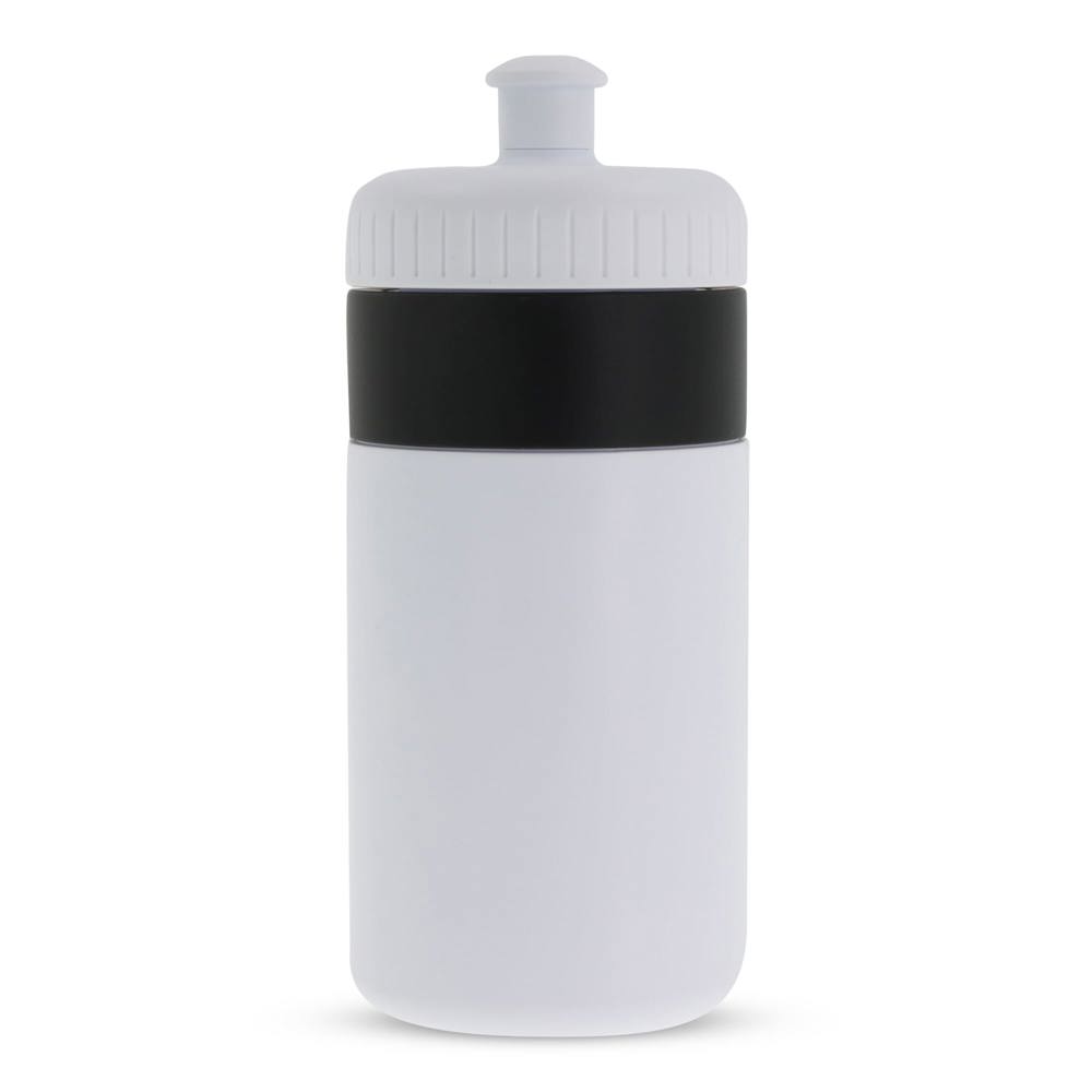 Sportbidon met rand 500ml - voor bedrijven en relatiegeschenken - Wit / Zwart
