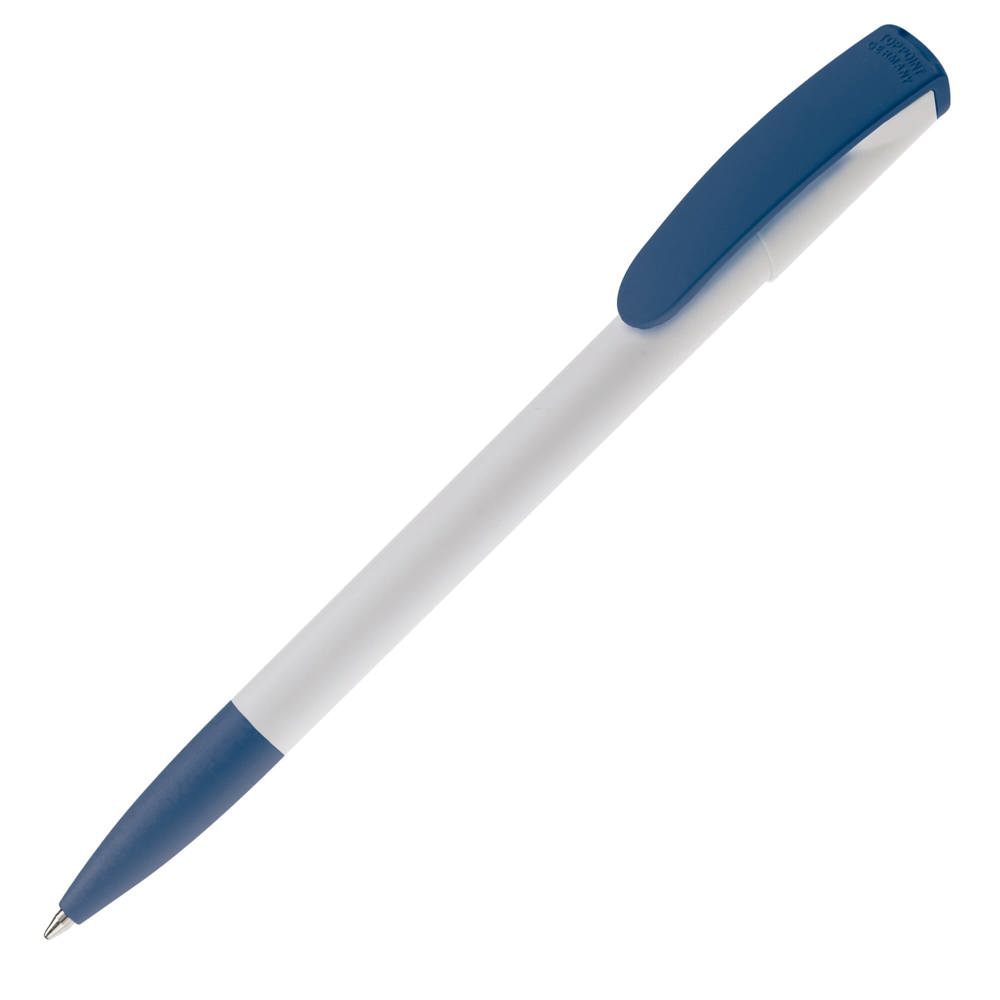 Balpen Deniro hardcolour - bedrukt of onbedrukt verkrijgbaar - Wit / Donkerblauw