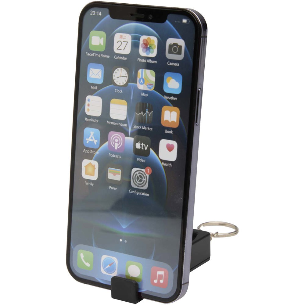 Aggia telefoonstandaard van gerecycled plastic met fidgetspeeltje - kopen of bedrukken