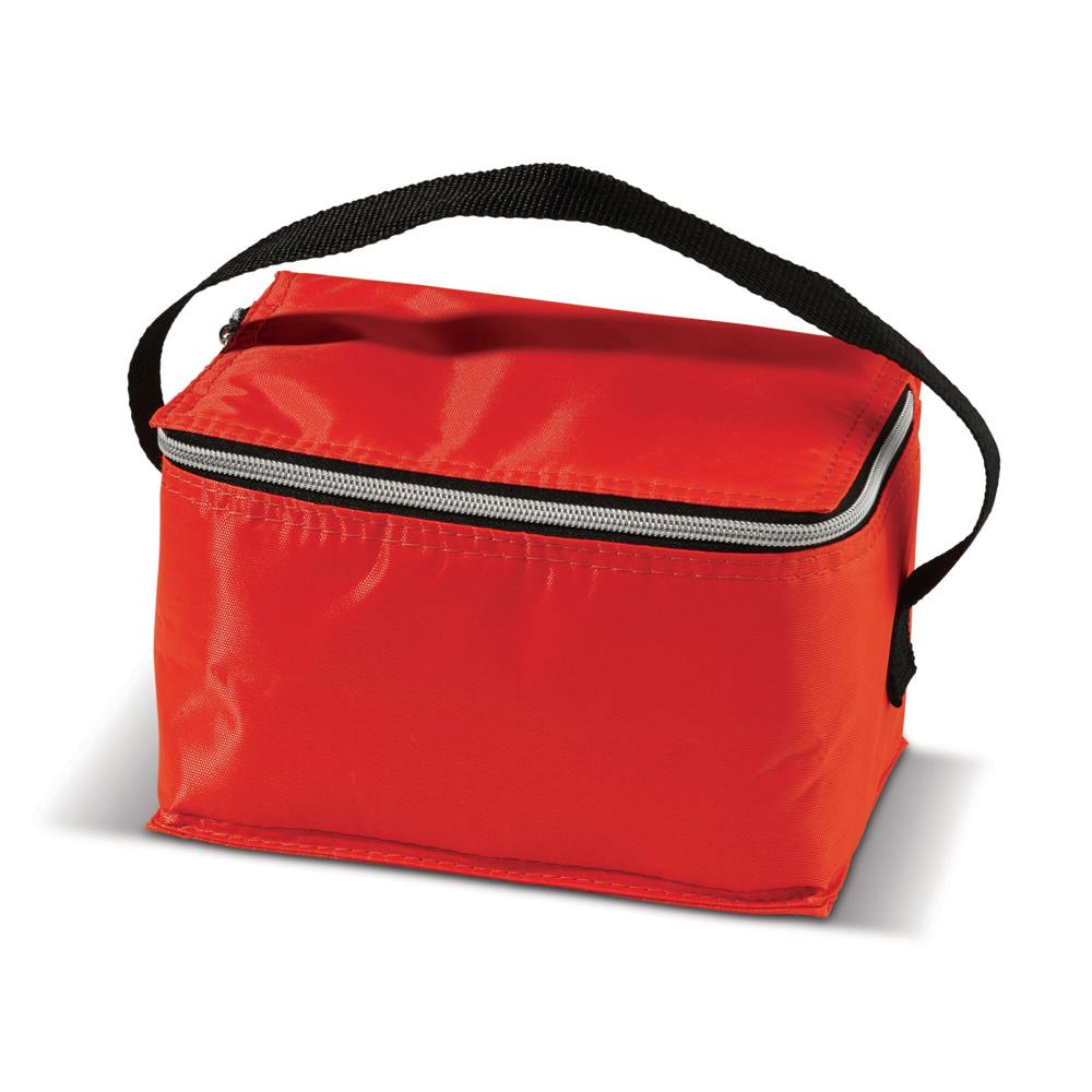 Koeltas met rits klein 20 x 12.5 x 13 cm - bedrukt of onbedrukt verkrijgbaar - Rood
