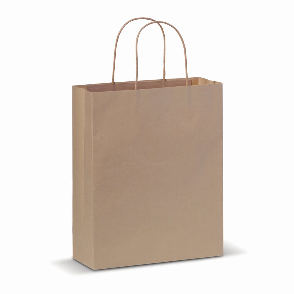 Papieren kraft tas 90g/m² 22x10x31cm - met logo of onbedrukt bestellen - Bruin
